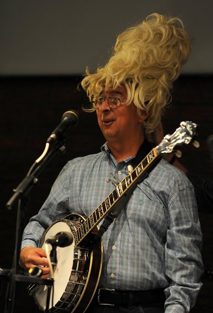 Ernie Martinez in a Dolly Parton wig